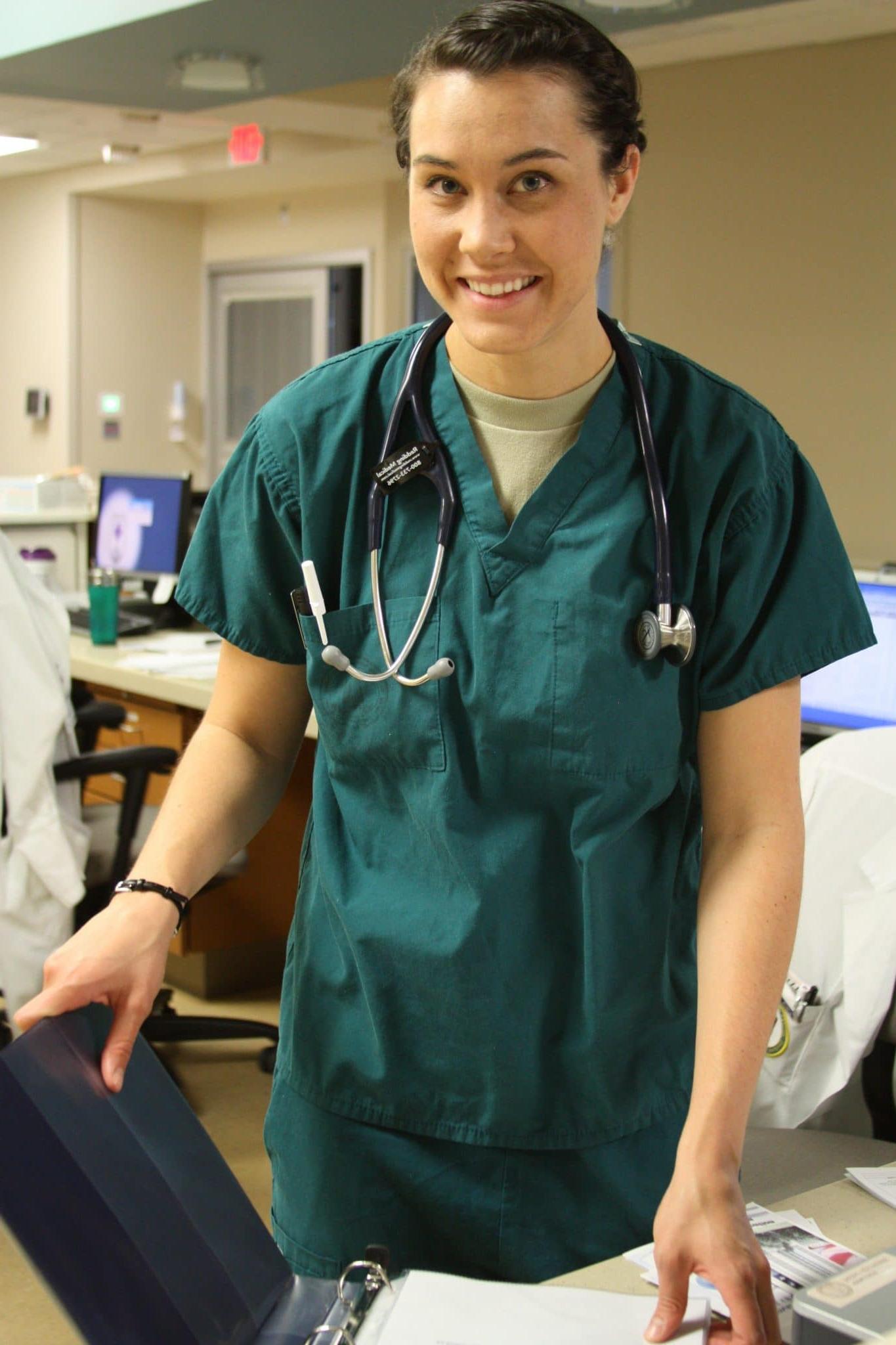 Female healthcare worker at her desk