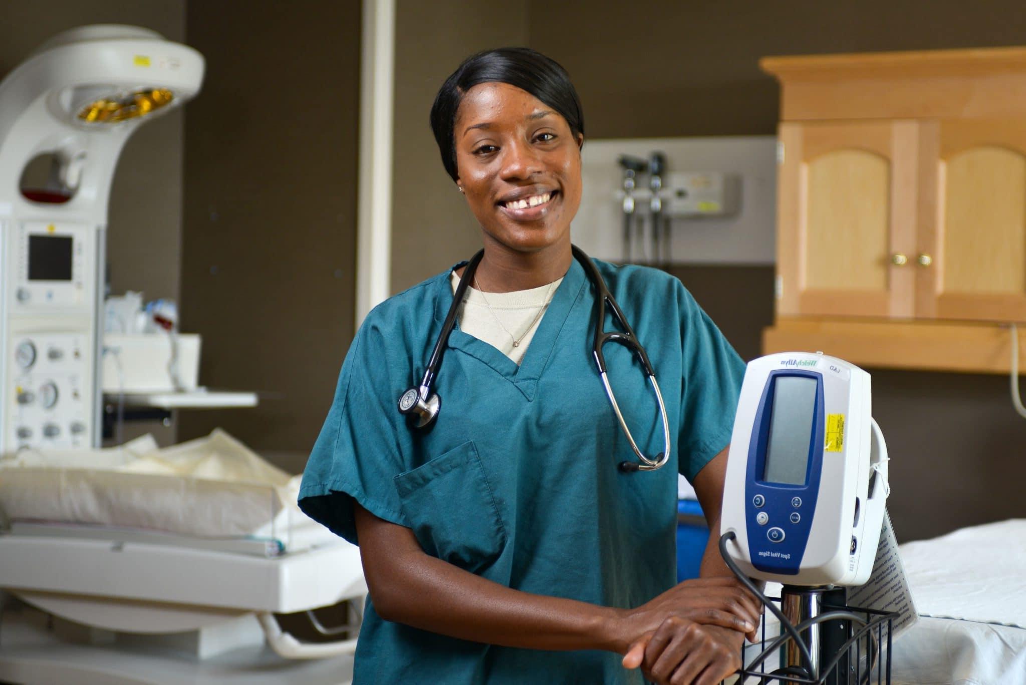 Smiling African-American healthcare professional